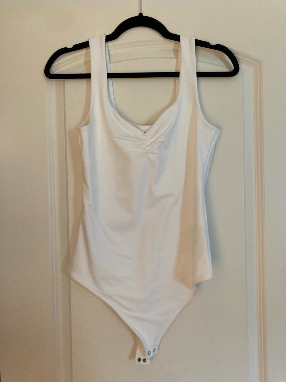 Abercrombie & Fitch Cream Ruched Front Sleeveless Bodysuit